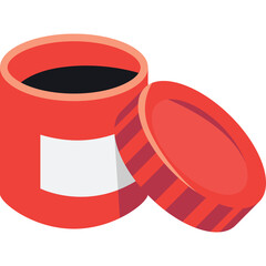 Red Open Container With Lid And White Label Area For Text On Transparent Background Vector Graphic Illustration