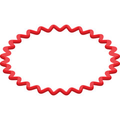 Red Oval Border With Jagged Edges Isolated On White Background