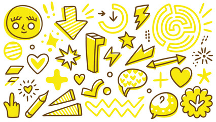 Yellow doodles on a white background, created by Julia for Stocksy United, showcasing playful and abstract designs..eps