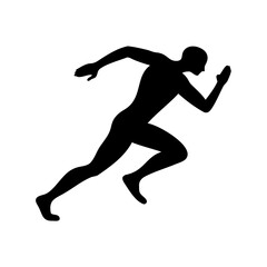 Silhouette of a Male Runner in Motion, Sprinting Forward at Full Speed