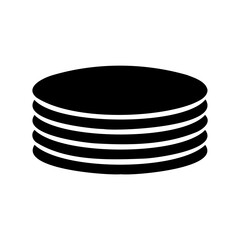 Stack of four pancakes served one on top of the other black silhouette