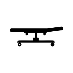Medical examination table silhouette with adjustable headrest and rolling base stand