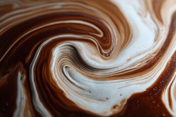 Swirling Patterns of Coffee and Cream Create an Artistic Design in a Cup