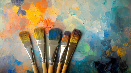 Obraz premium Watercolor paintbrushes and a palette