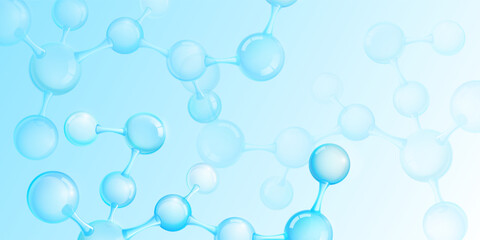 3d illustration of atom structure under microscope on blue background
