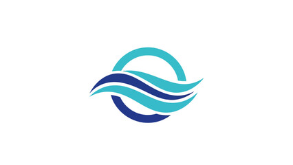 Obraz premium A logo featuring waves passing through a circle in various shades of blue and teal
