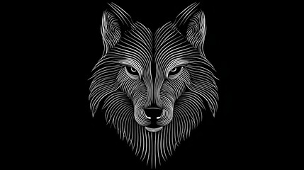 Luxury wolf head logo in silver lines on a black background. Concept: strength, loyalty, confidence, and high-end branding, luxury fashion labels, jewelry brands, premium services, and elite identity 