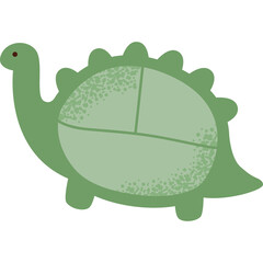 Green Dinosaur Illustration with Speckled Shell and Transparent Background