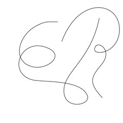 Minimalist abstract line art curve drawing on white background