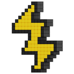Obraz premium 3D Pixel Lightning Icon