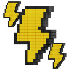Fototapeta premium 3D Pixel Lightning Icon
