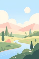 Obraz premium Pastel River Landscape