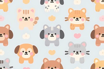 Naklejka premium Cute Pets Pattern