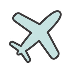 水色の飛行機のシンプルなアイコン
