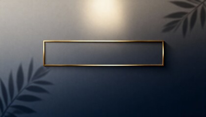 Golden frame on dark wall with light shadow