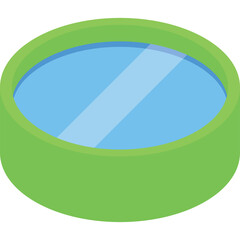 Green Inflatable Kiddie Pool Filled With Clear Blue Water On A Transparent Background