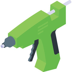 Green Hot Glue Gun Tool Isolated On White Background With Transparent Background and Flat Design Style for Crafting and DIY Projects