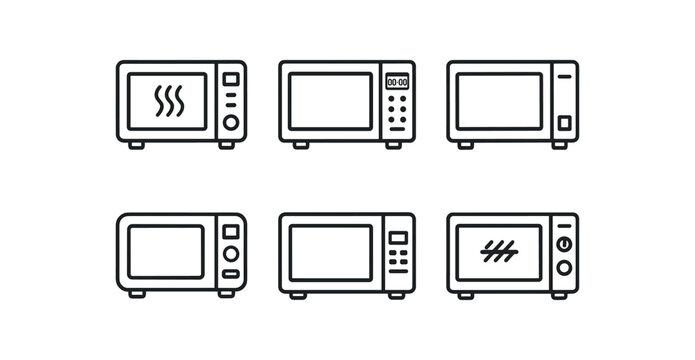 simple outline stroke icon isolated on white background convection microwave combo digital control panel model black finish unit touchpad interface microwave retro style microwave grill
