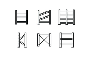 simple outline stroke icon isolated on white background modular steel rack gravity flow rack double deep racking upright frame support cross brace section rivet shelving unit