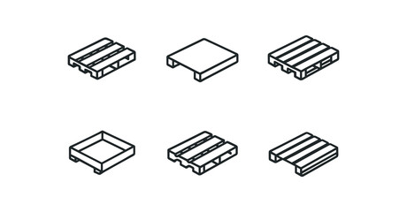 simple outline stroke icon isolated on white background euro pallet lightweight display pallet hardwood platform pallet custom size crate base notched deck pallet slatted shipping base