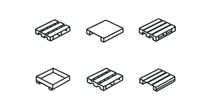 simple outline stroke icon isolated on white background euro pallet lightweight display pallet hardwood platform pallet custom size crate base notched deck pallet slatted shipping base