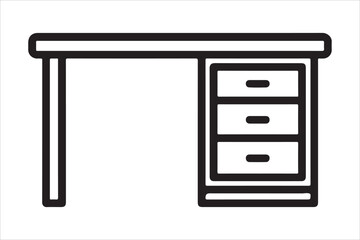 white and black Desk silhouette vector or white background