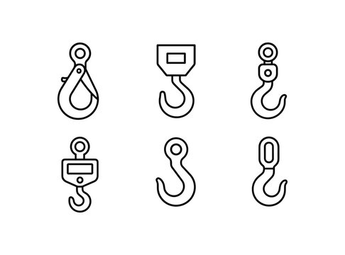 simple outline stroke icon isolated on white background self locking hook low clearance crane hook rotating hook crane scale hook latchless rigging hook high capacity shank hook