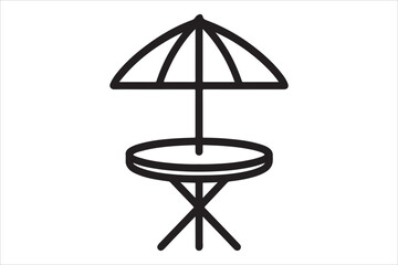 white and black Patio table silhouette vector or white background