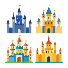Fototapeta premium Castle Buildings Vector Illustration
