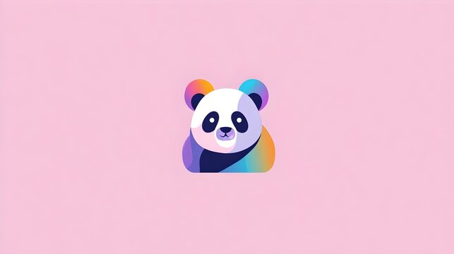 Playful panda logo in soft pastel colors with rounded shapes. Concept: friendliness, joy, creativity,a welcoming brand personality, children&rsquo;s brands, toy stores, creative studios, educational product