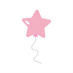 Soft pink balloon with wavy string, ideal for birthday celebration banners, children’s party invitations, and minimal decorative elements. Balloon Illustration