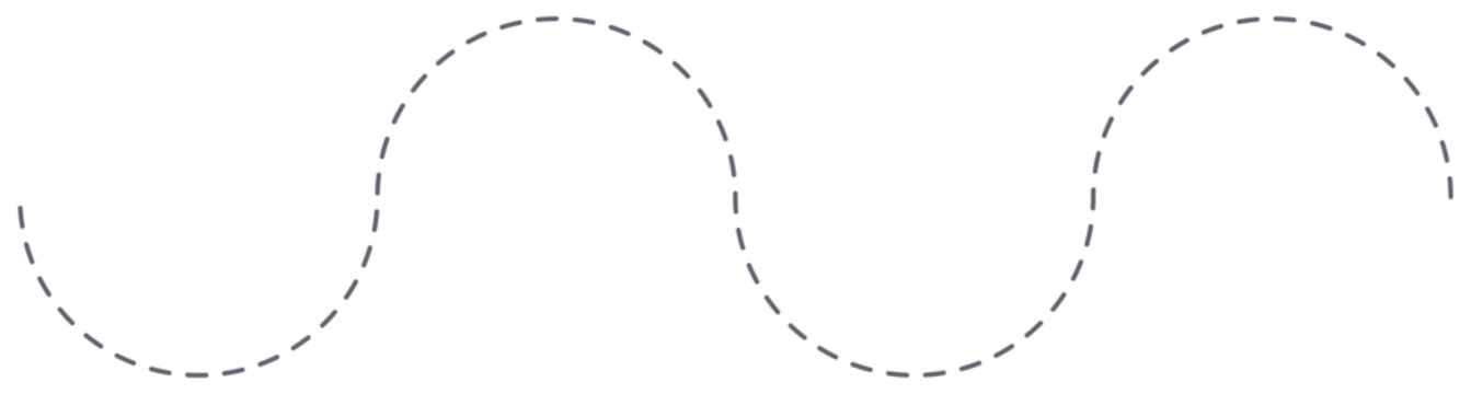 Seamless Wavy Vector Line Element. This minimalist dashed illustration is ideal for creating dynamic timelines, separators, or patterns in any length. Graphic provides a modern representation of flow