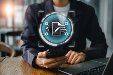 Visual representation of smart contract technology, showcasing digital interfaces and blockchain elements.