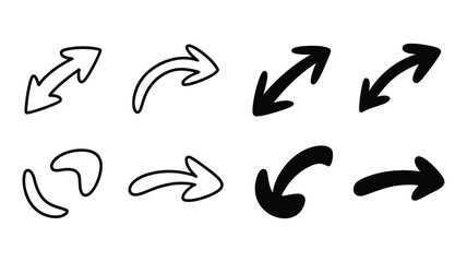 Hand drawn arrow collection for design element, direction indicator, navigation, and creative projects