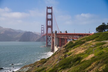 Golden Gate Bridge in San Francisco, California. Beautiful view of the beautiful bridge in the USA. High quality photo