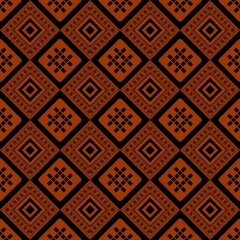 American ethnic tribal geometric design with striking orange-brown patterns set against a deep black background. The bold ethnic makes the motifs stand out beautifully, ethnic the fabric a unique an