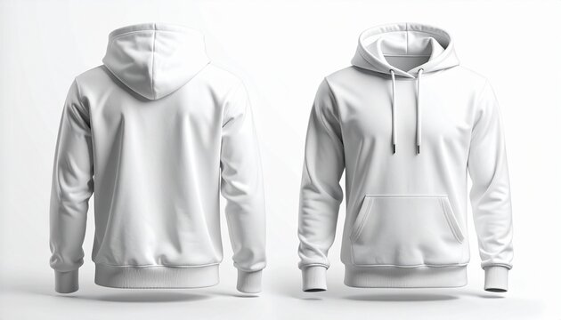 Una sudadera con capucha Blanca turquesa sencilla que se muestra desde las vistas frontal y posterior, aislada sobre un fondo blanco, ideal para exhibir el dise&ntilde;o de prendas y la maqueta de la marca. 