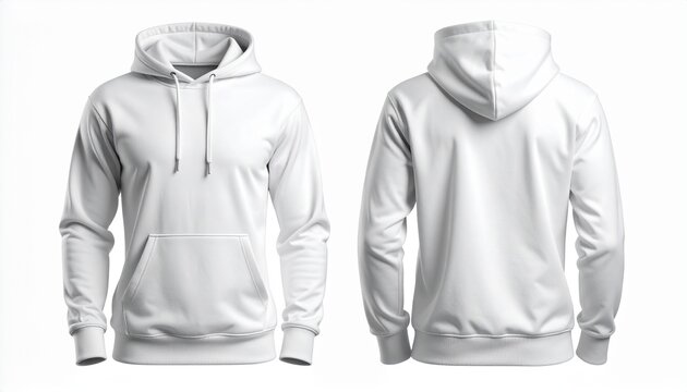 Una sudadera con capucha Blanca turquesa sencilla que se muestra desde las vistas frontal y posterior, aislada sobre un fondo blanco, ideal para exhibir el dise&ntilde;o de prendas y la maqueta de la marca. 