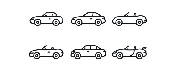 simple outline stroke icon isolated on white background soft top roadster hardtop convertible coupe two seater drop top retractable roof coupe luxury cabriolet turbocharged open top