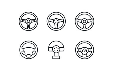 simple outline stroke icon isolated on white background wooden trim wheel race style deep dish suede grip wheel basic plastic OEM wheel quick release hub wheel adaptive cruise wheel