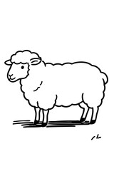 Obraz premium Simple sheep illustration. Line art. Cute. Relaxed illustration.