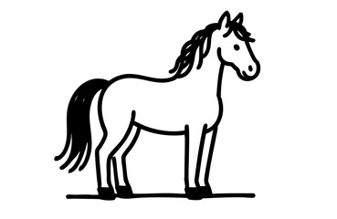 Simple horse illustration. Line art. Cute. Relaxed illustration. Horse. Horse racing.