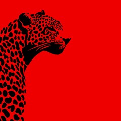 African ethnic tribal-inspired pattern with a powerful and unique leopard motif. The design is enhanced by bold red tones and eye-catching ethnic  layout, the overall style ethnic traditional tribal 
