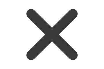 Obraz premium Minimalist dark grey 'X' symbol with rounded ends on a solid dark transparent background, commonly used as a close or cancel icon. background removed