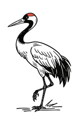 Obraz premium Simple illustration of a crane. Animal. Wild bird. Migratory bird. New Year.