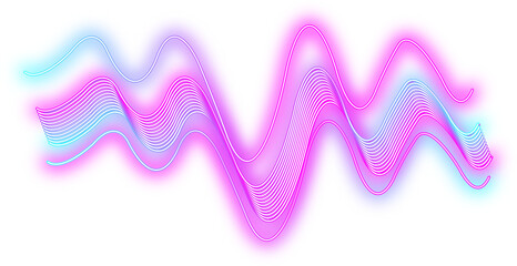 Abstract Glowing Wavy Lines Art Illustration, Abstract glowing wavy lines in shades of pink and cyan, set against a black background. Perfect for modern design projects, futuristic themes, and vibrant
