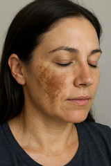 Obraz premium Close-Up of Woman’s Cheek with Melasma Skin Pigmentation 