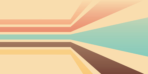 Obraz premium 70s retro perspective lines background. Vintage colourful stripes banner, backdrop and wallpaper vector. eps version 10