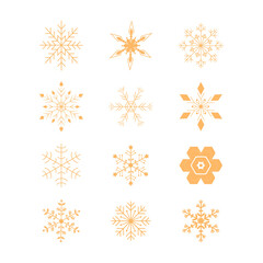 色々な形の雪の結晶のイラストセット