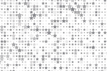 Star seamless pattern. White and grey retro background. Chaotic elements. Abstract geometric shape texture. Effect of sky. Design template for wallpaper,wrapping, textile. Vector Illustration